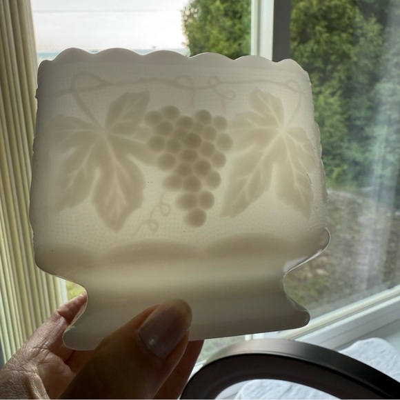 Anchor Hocking Milk Glass White Embossed Grape Design Vase Dish - Picture 8 of 11